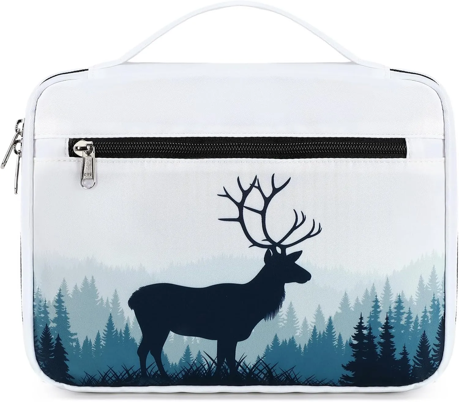 Octsky Bible Cover Women Carrying Book Case Church Bag Bible Protective with Handle and Zippered Pocket, Elk