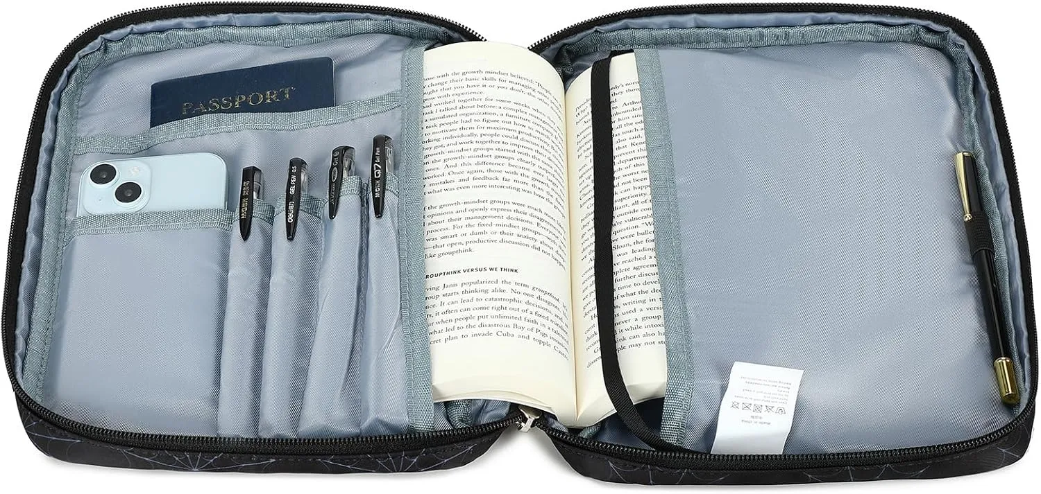 Octsky Boys Bible Cover, Carrying Book Case Church Bag Bible Protective with Handle and Zippered Pocket, Spider Black