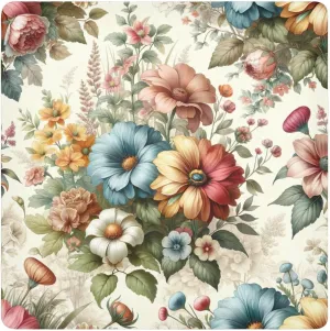 ODAWA Floral Beige Self Adhesive Cloth 17.7X17.7 Inch Travel Makeup Bag Organizer Portable Cosmetic Bag for Travelling