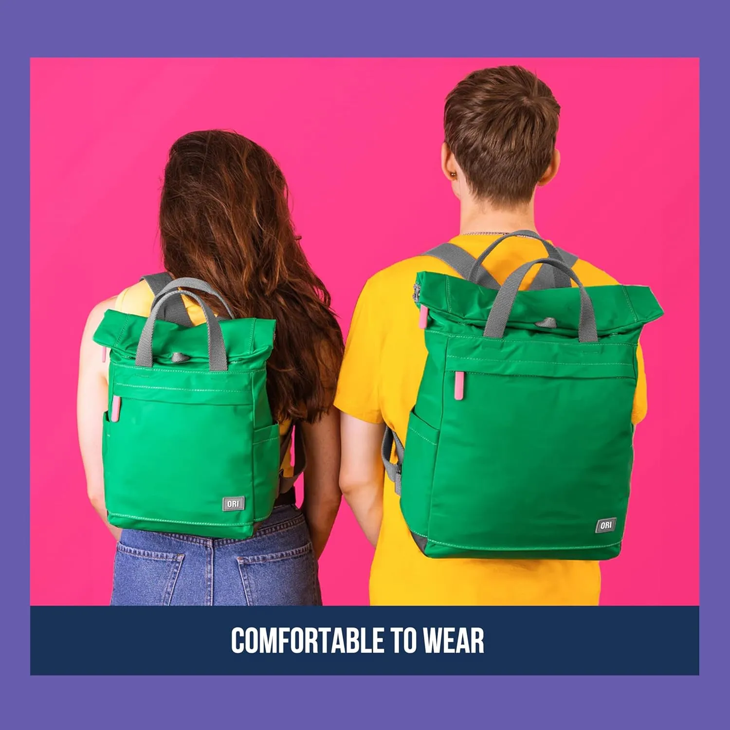 ORI LONDON Rolltop Backpack - Large Travel Backpack with Lots of Pockets for Men & Women - The Finchley, Ash