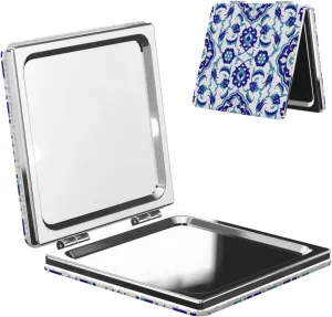 Oriental Endless Ceramic Floral Women Small Pocket Mirror Travel Cosmetic Mirror Folding Handheld Makeup Mirror