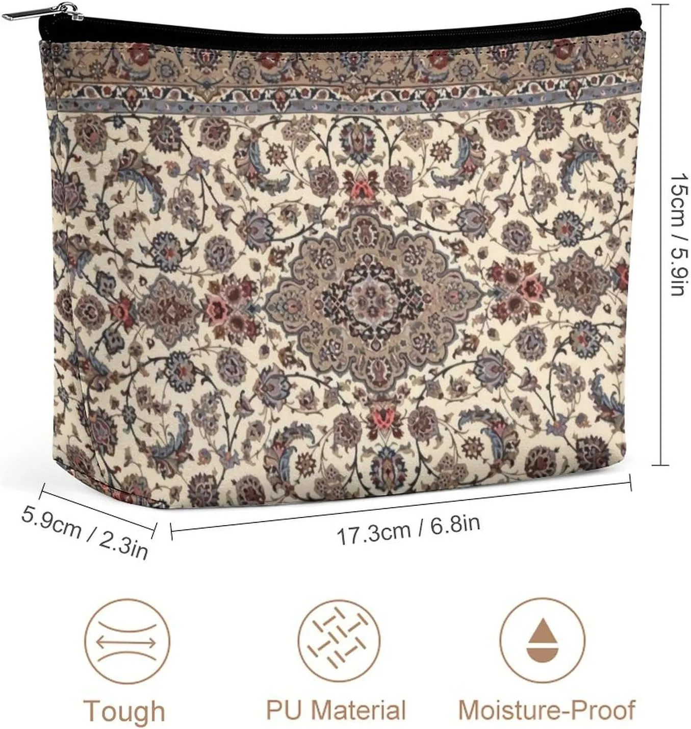 Oriental Floral Persian Multi Functional Large Space Portable Makeup Bag