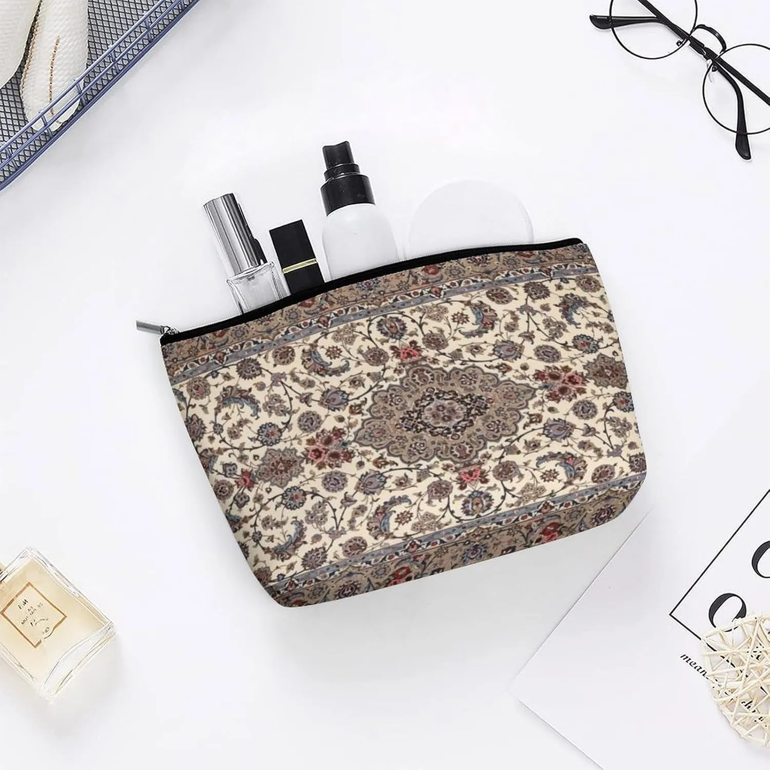 Oriental Floral Persian Multi Functional Large Space Portable Makeup Bag