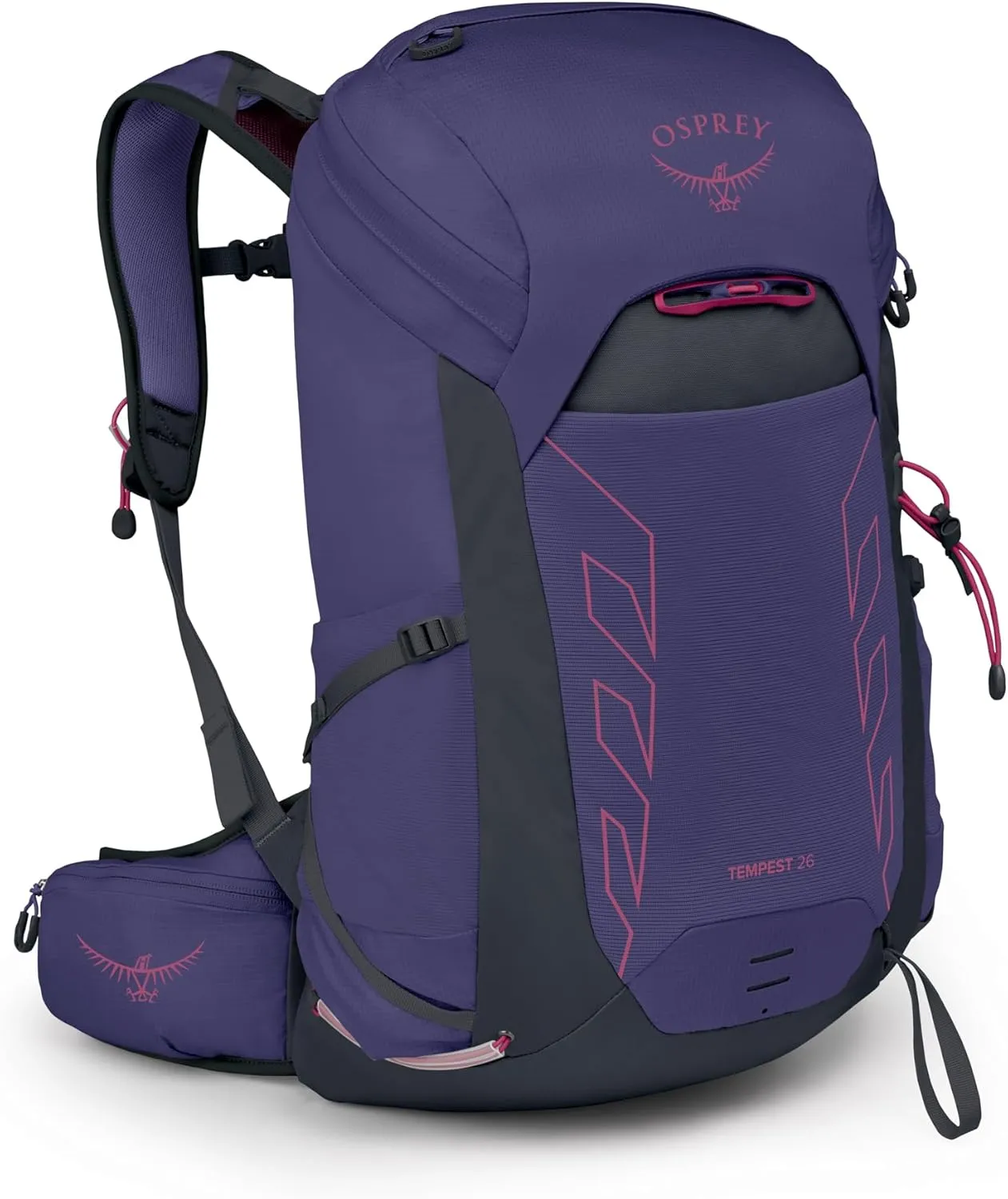 Osprey Tempest 26L Women's Lightweight Hiking Backpack with Hipbelt, Deep Fig/Hotspot Pink