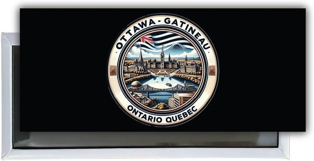 Ottawa Gatineau Ontario_Quebec Souvenir Destination Fridge Magnet 4.75 x 2 Inch 4-Pack