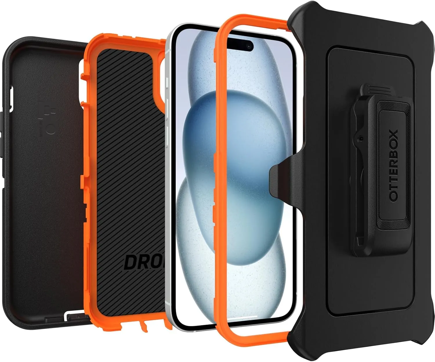 OtterBox iPhone 15 Plus and iPhone 14 Plus Defender Series Case - Realtree Edge (Blaze Orange/Black/RT Edge), Rugged & Durable, with Port Protection, Includes Holster Clip Kickstand