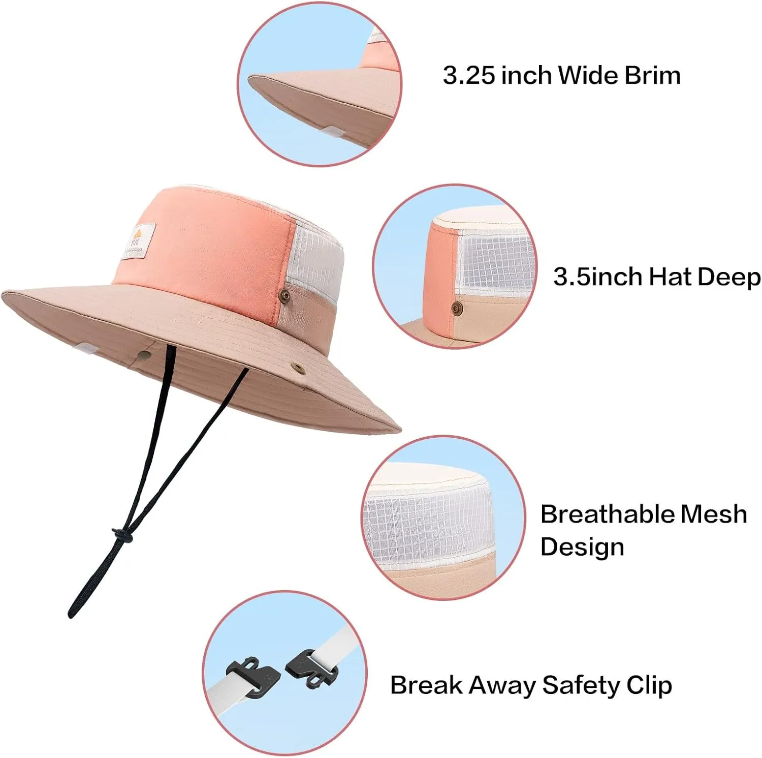 Outdoor Kids Sun Hat Boys Sun Hat Girls Beach Hat UPF 50  Kids Bucket Hat Wide Brim Kids Fishing Safari Hat