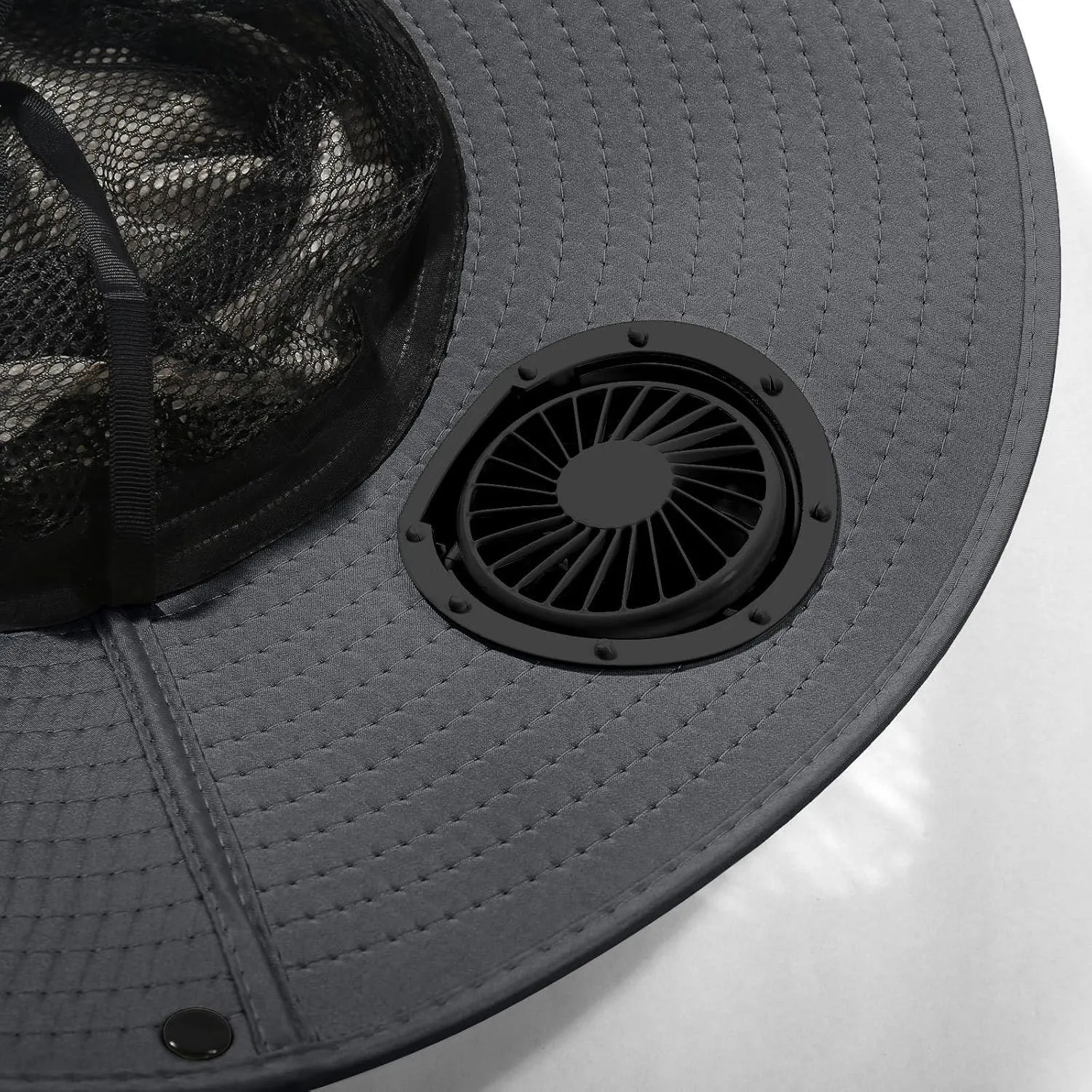 Outdoor Wide Brim Sun Hat with 4 Solar Fan Sun Bucket Hat for Men Women UPF 50  Bucket Fishing & Beach Hat with Fan Built in
