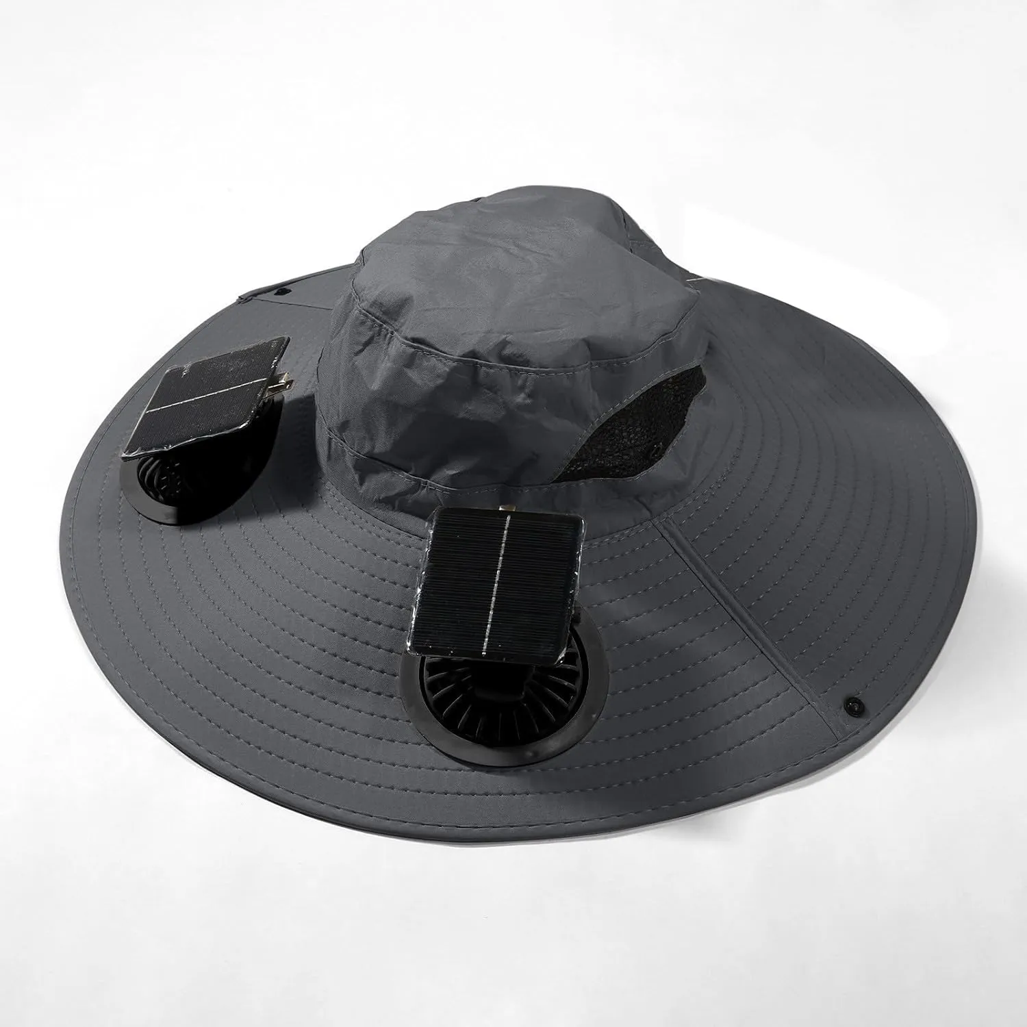 Outdoor Wide Brim Sun Hat with 4 Solar Fan Sun Bucket Hat for Men Women UPF 50  Bucket Fishing & Beach Hat with Fan Built in