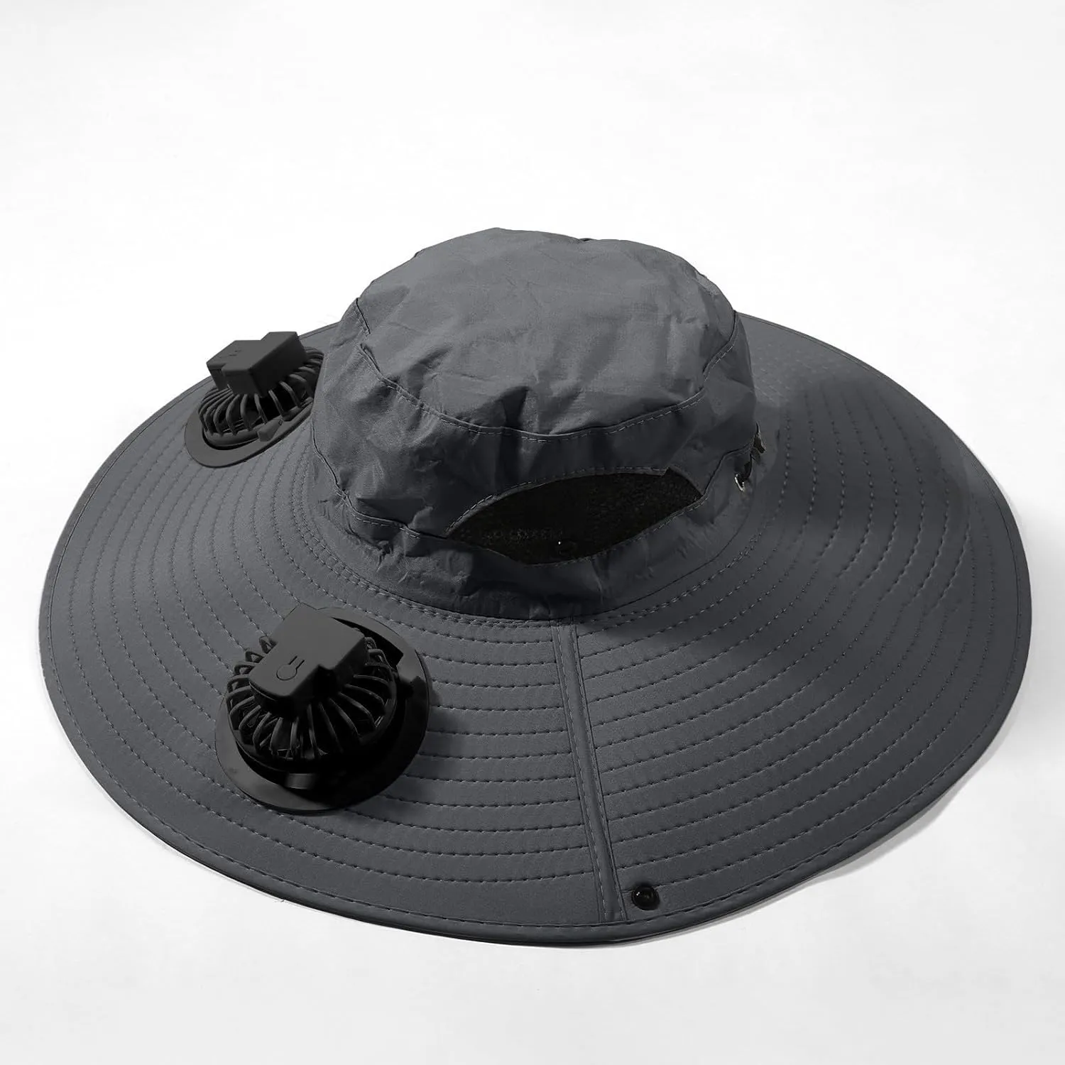 Outdoor Wide Brim Sun Hat with 4 Solar Fan Sun Bucket Hat for Men Women UPF 50  Bucket Fishing & Beach Hat with Fan Built in