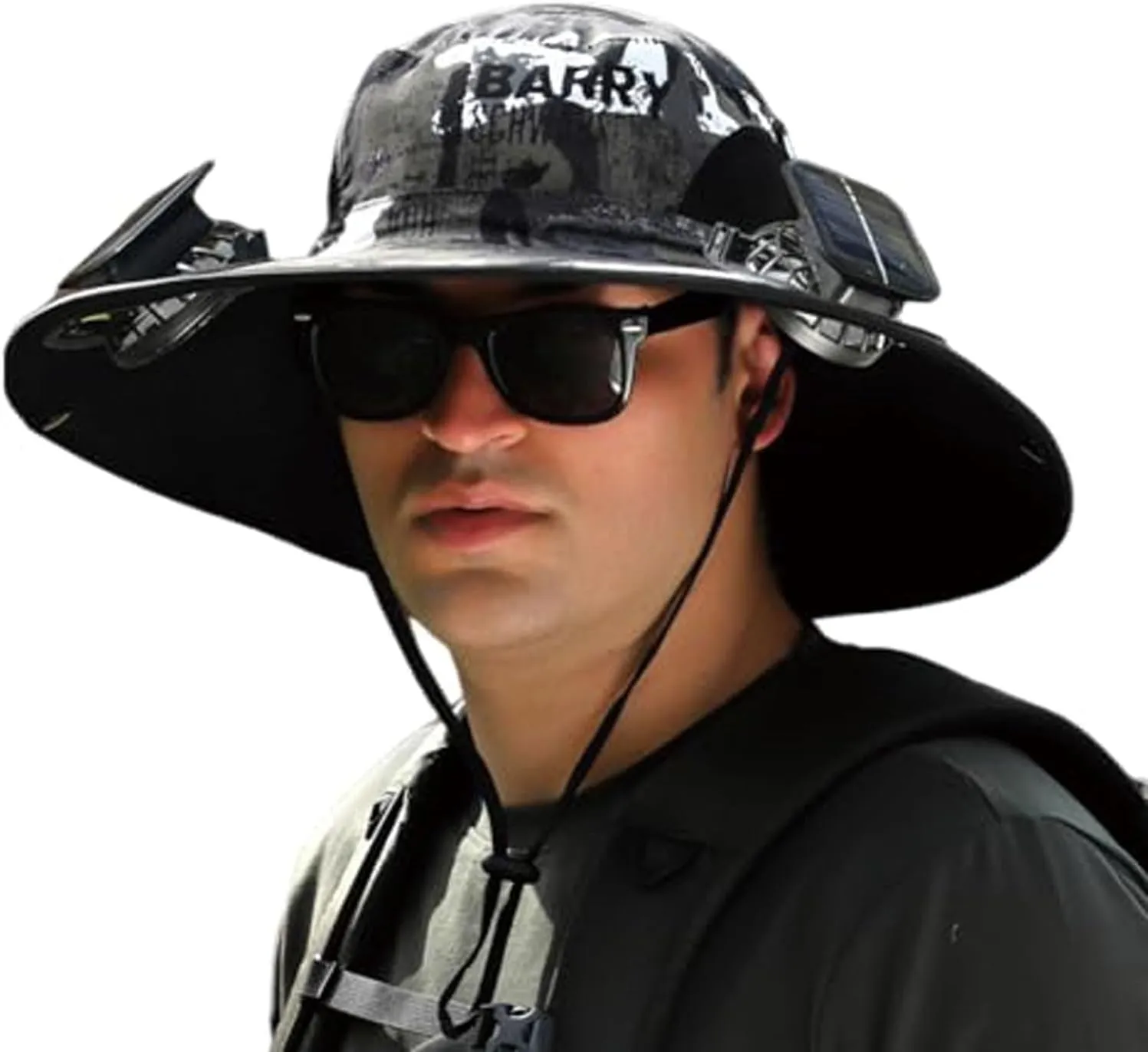Outdoor Wide Brim Sun Hat with Solar Fan - 2025 Sun Bucket Hat for Men Women, UPF 50  Bucket Fishing Beach Hat Fan Built in