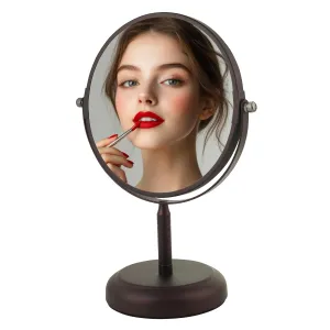 OVENTE 7'' Tabletop Makeup Mirror with 1X/5X Magnification, 360° Swivel Design and Double-Sided Free-Standing Vanity Mirror Perfect for Dresser, Bedroom and Office Desk, Antique Bronze MNLDT70ABZ1X5X