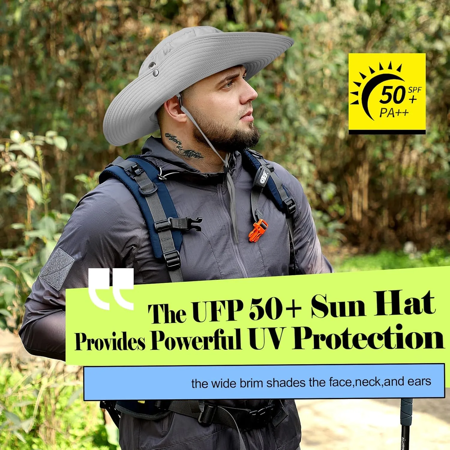 Oversize XL XXL Sun Hats Large Wide Brim Waterproof UPF 50  Bucket Hat Summer Travel Fishing Hiking Hat with Detachable Strap