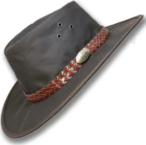 Oztrala Hat Oilskin Canvas Australian Outback Leather Mens Black Cowboy Bucket HCKS HCKB US