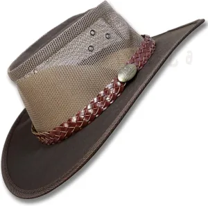 Oztrala Hat Oilskin Canvas Australian Outback Leather Mens Black Cowboy Bucket HCKS HCKB US