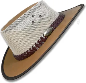 Oztrala Hat Oilskin Canvas Australian Outback Leather Mens Black Cowboy Bucket HCKS HCKB US