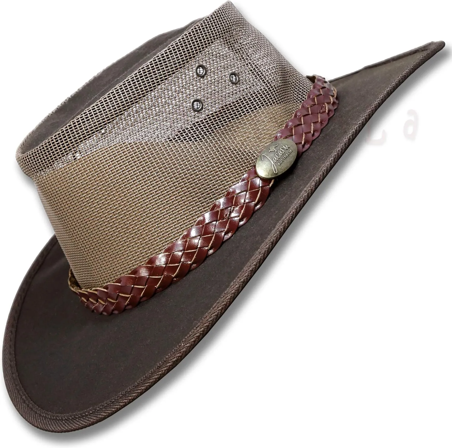 Oztrala Hat Oilskin Canvas Australian Outback Leather Mens Black Cowboy Bucket HCKS HCKB US