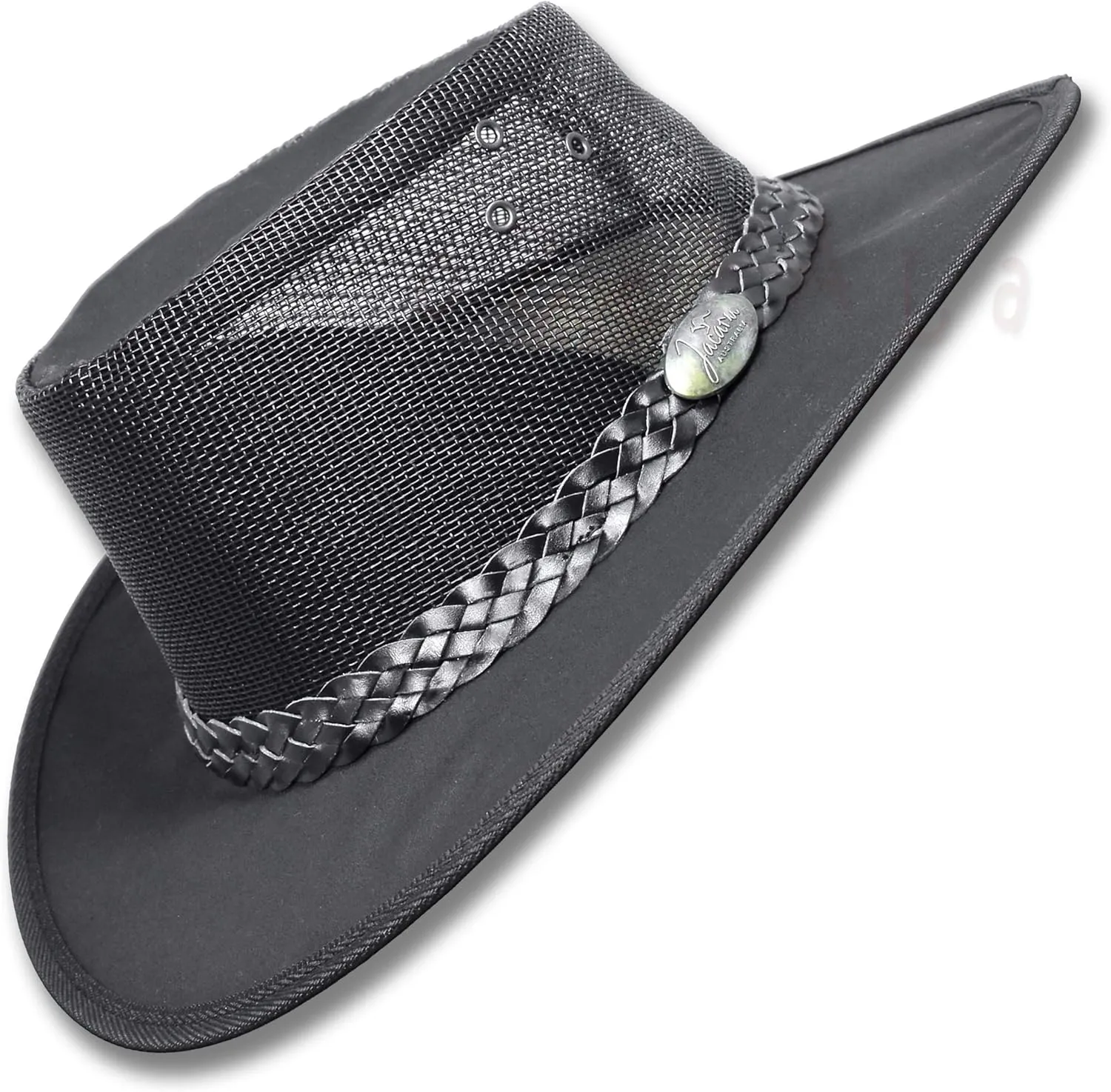 Oztrala Hat Oilskin Canvas Australian Outback Leather Mens Black Cowboy Bucket HCKS HCKB US