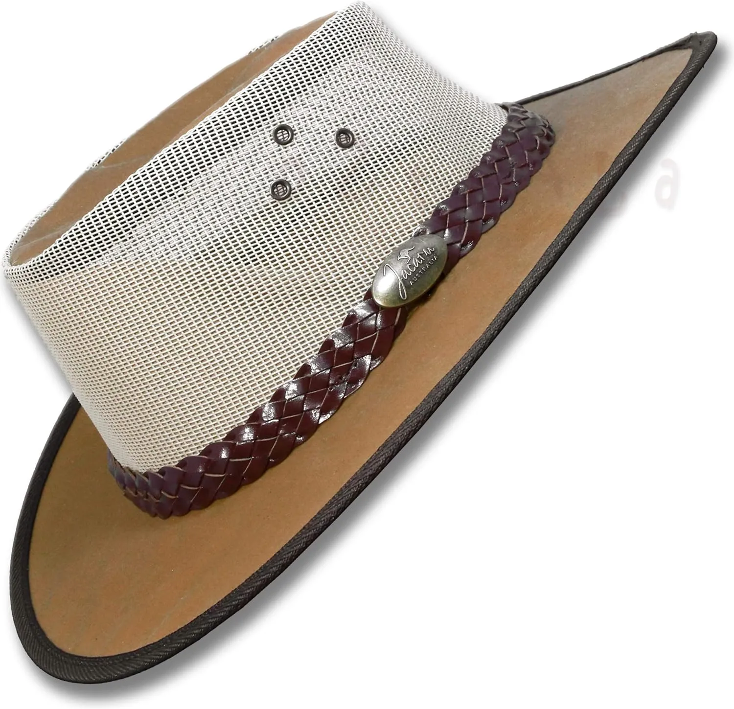 Oztrala Hat Oilskin Canvas Australian Outback Leather Mens Black Cowboy Bucket HCKS HCKB US