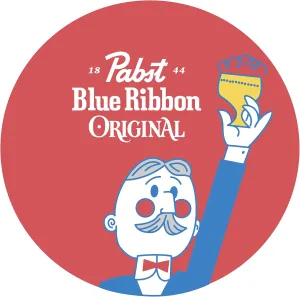 Pabst Blue Ribbon Funny Stickers - Retro PBR Decals 3-Pack, Scratch Resistant, Heavy Duty Adhesive, Vintage Beer Stickers for Bumpers, Laptops, Indoor & Outdoor Use - Pabst Holding Up Glass