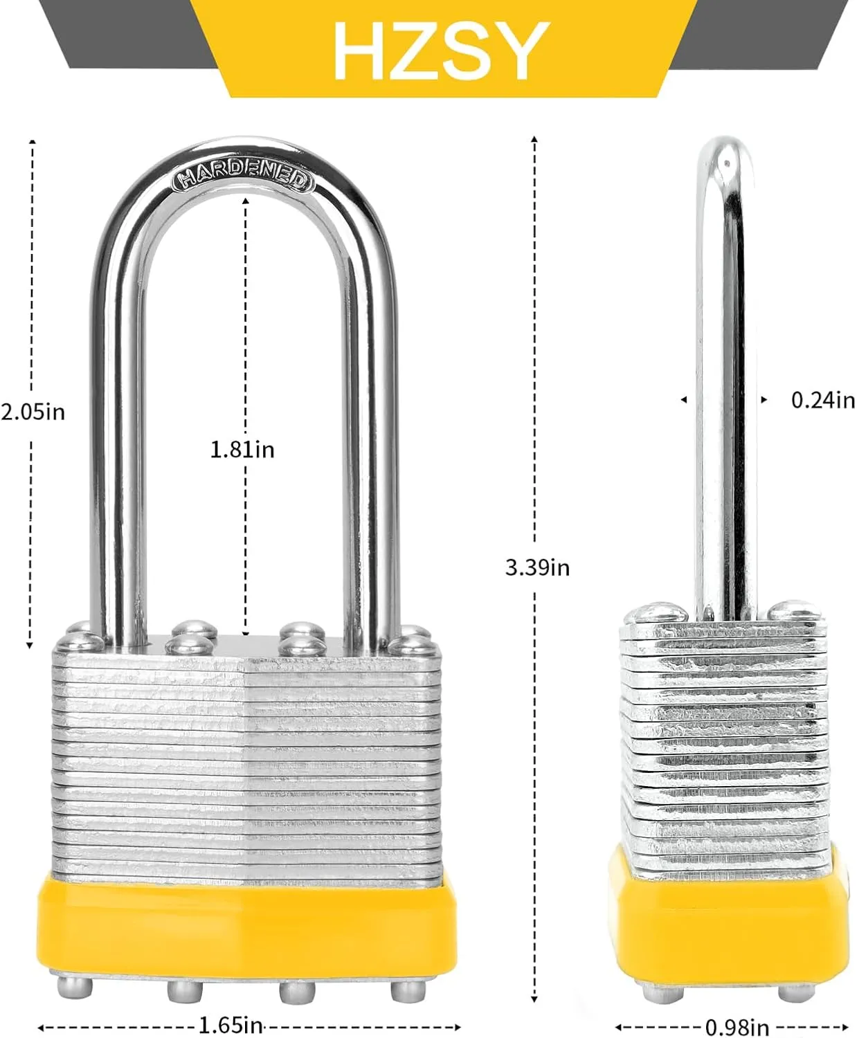 Padlocks Keyed Alike, Pack of 24, Laminated Steel Keyed Lock (1-9/16", 40mm), Padlocks with Same Key, Long Shackle, for Toolbox, Locker & StorageUnit or More