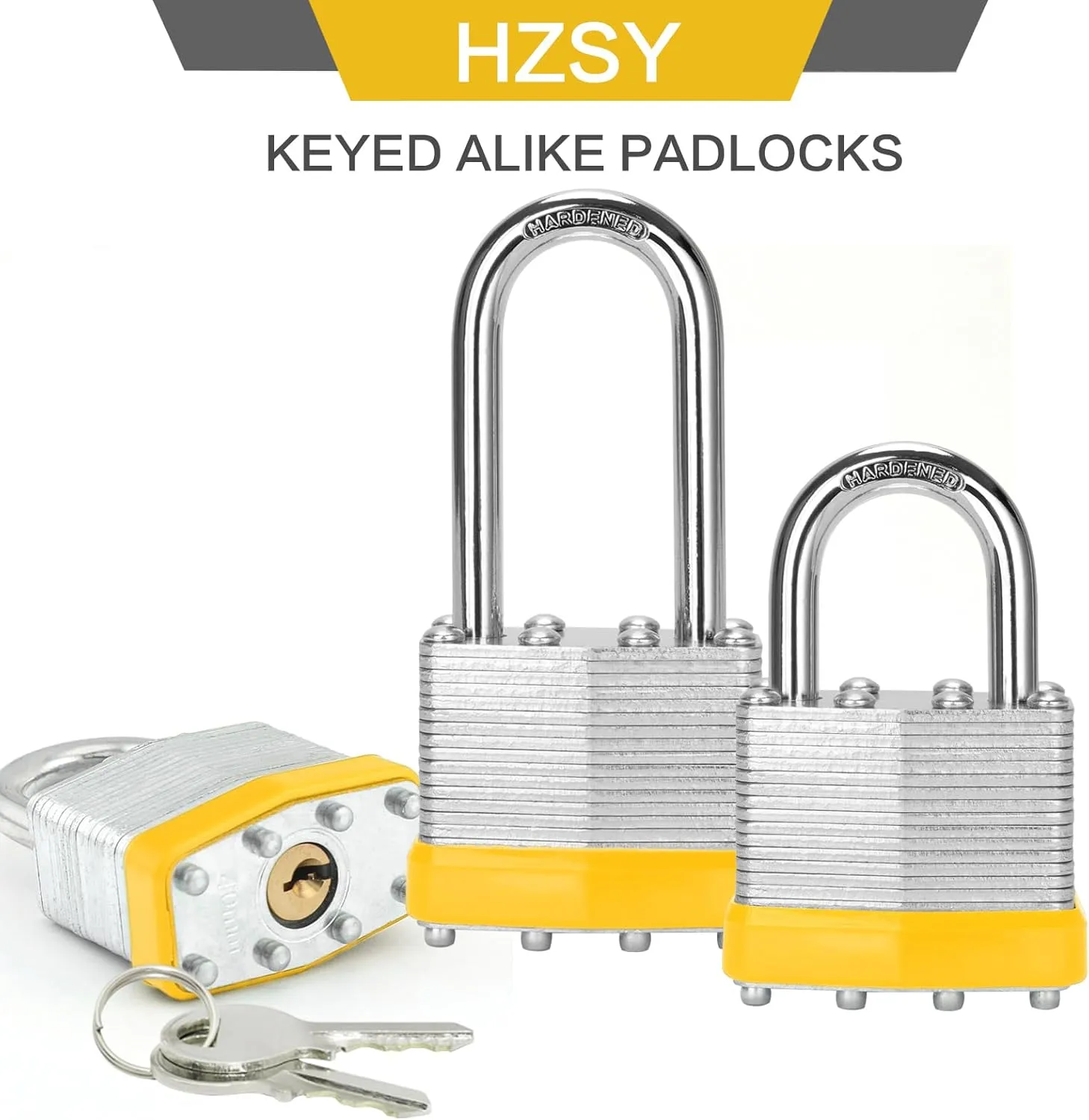 Padlocks Keyed Alike, Pack of 24, Laminated Steel Keyed Lock (1-9/16", 40mm), Padlocks with Same Key, Long Shackle, for Toolbox, Locker & StorageUnit or More