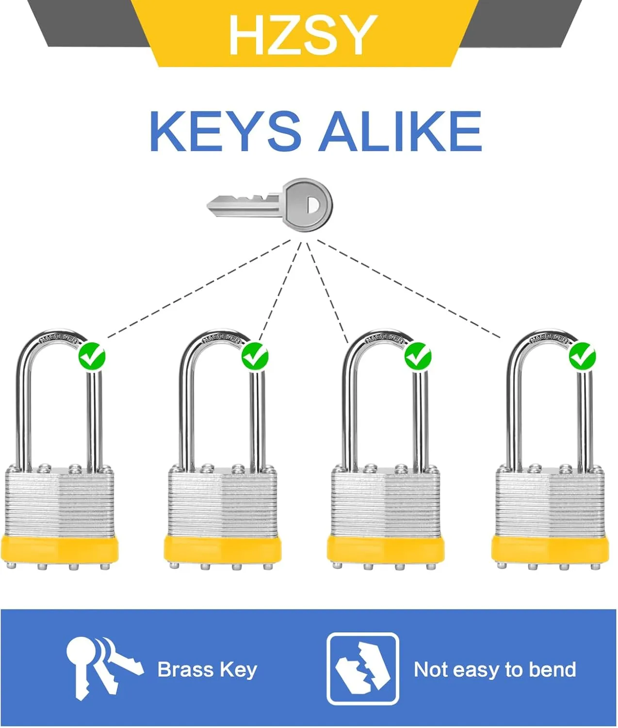 Padlocks Keyed Alike, Pack of 24, Laminated Steel Keyed Lock (1-9/16", 40mm), Padlocks with Same Key, Long Shackle, for Toolbox, Locker & StorageUnit or More