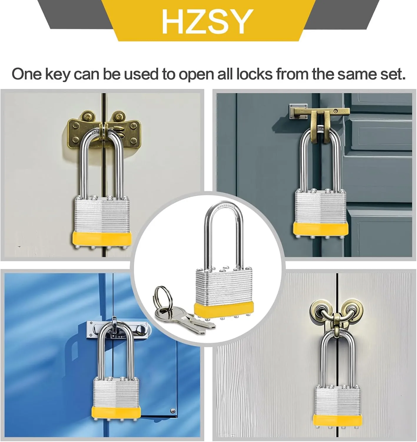 Padlocks Keyed Alike, Pack of 24, Laminated Steel Keyed Lock (1-9/16", 40mm), Padlocks with Same Key, Long Shackle, for Toolbox, Locker & StorageUnit or More
