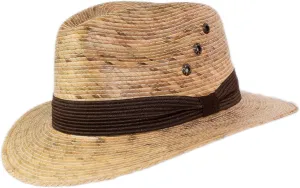 Palm Leaf Straw Trilby Wide Brim Fedora Golf Sun Hat for Men or Women, UV UPF Protection (Fabric Hatband)