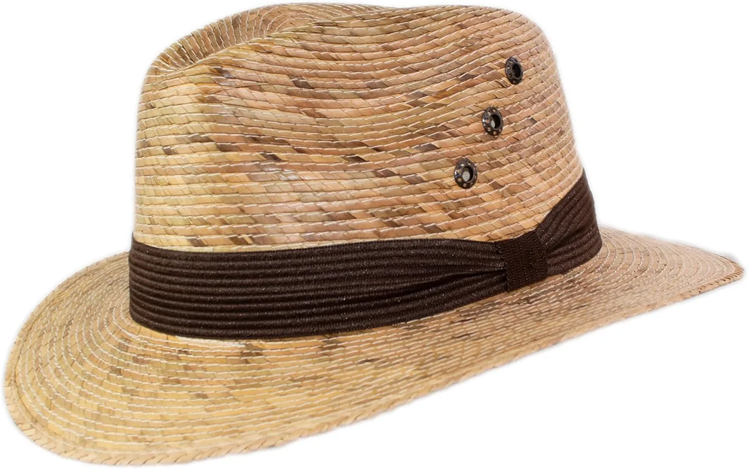 Palm Leaf Straw Trilby Wide Brim Fedora Golf Sun Hat for Men or Women, UV UPF Protection (Fabric Hatband)