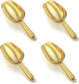 P&P CHEF Mini Canister Scoop Set of 4, Stainless Steel Small Candy Ice Scoop for Home Bar Buffet Wedding, Mirror Finish & Elegant Shape, Easy Clean & Dishwasher Safe - Gold, 6 Ounce