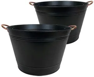 Panacea 81428 Modern Farmhouse Washtub Planters, Black, 14" Dia, Pack of 22