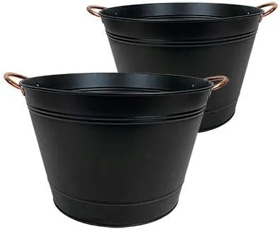 Panacea 81428 Modern Farmhouse Washtub Planters, Black, 14" Dia, Pack of 22
