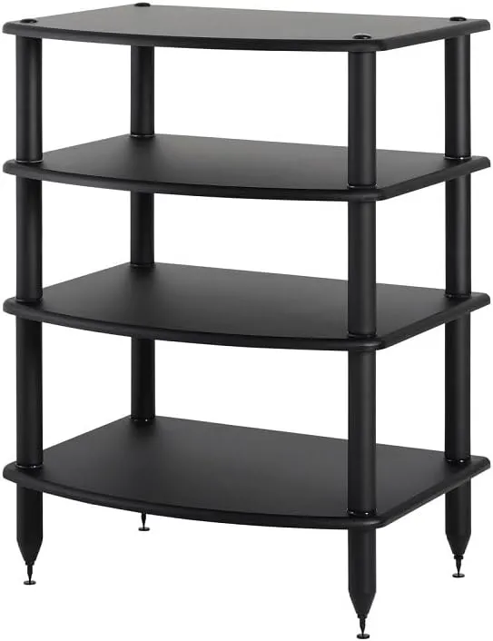 Pangea Audio Vulcan Four Shelf Audio Rack, Media Stand, and Components Cabinet 4 Shelf Black