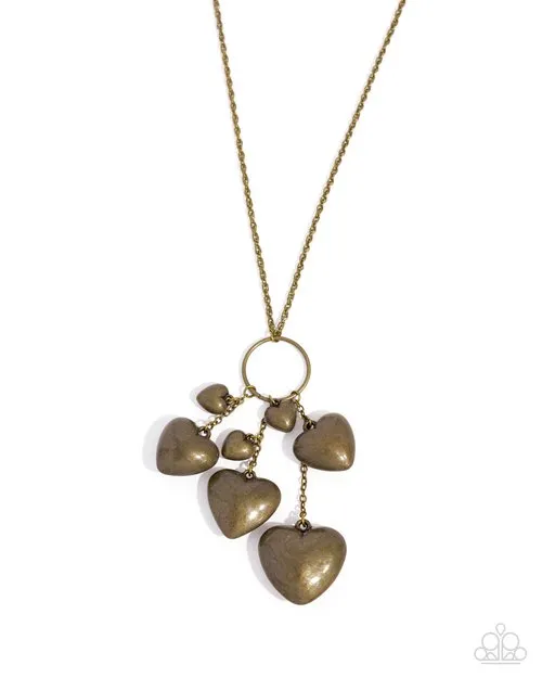 Paparazzi Necklace ~ Heart Haul - Brass