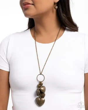 Paparazzi Necklace ~ Heart Haul - Brass
