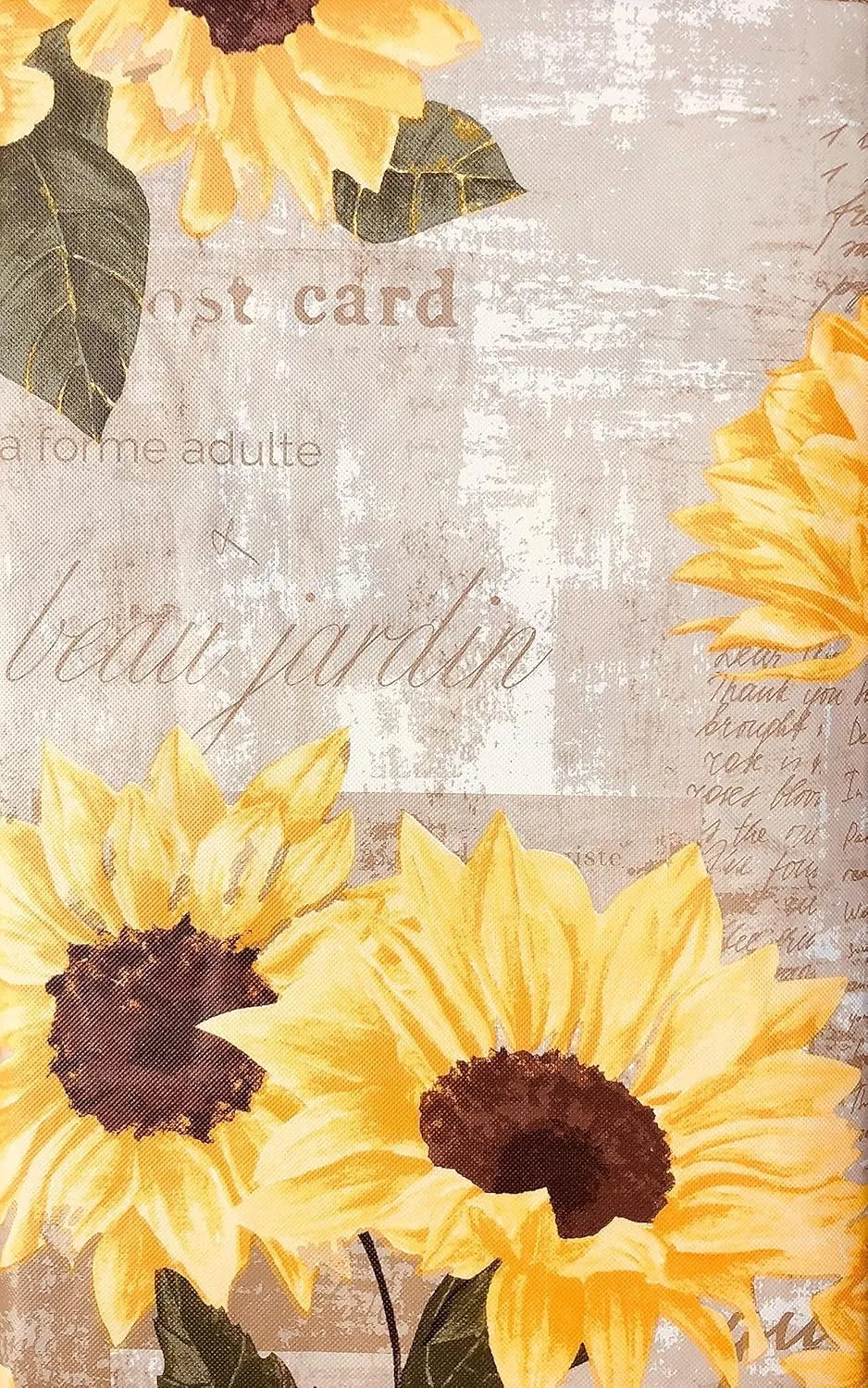 Parisian Elegant Sunflower Garden Postcard Vinyl Tablecloth (52" x 70" Oblong)