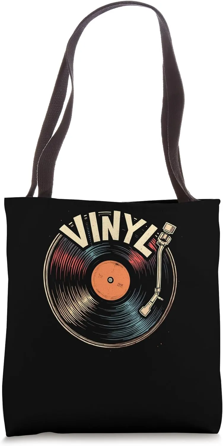 Passionate Vinyl Record Player Needle Stylized LP Music Tote Bag