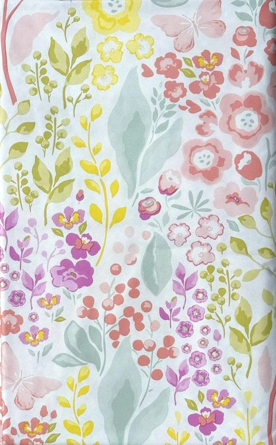 Pastel Spring Flower Garden Butterflies Abstract, Flannel Back (52" x 90" Oblong)