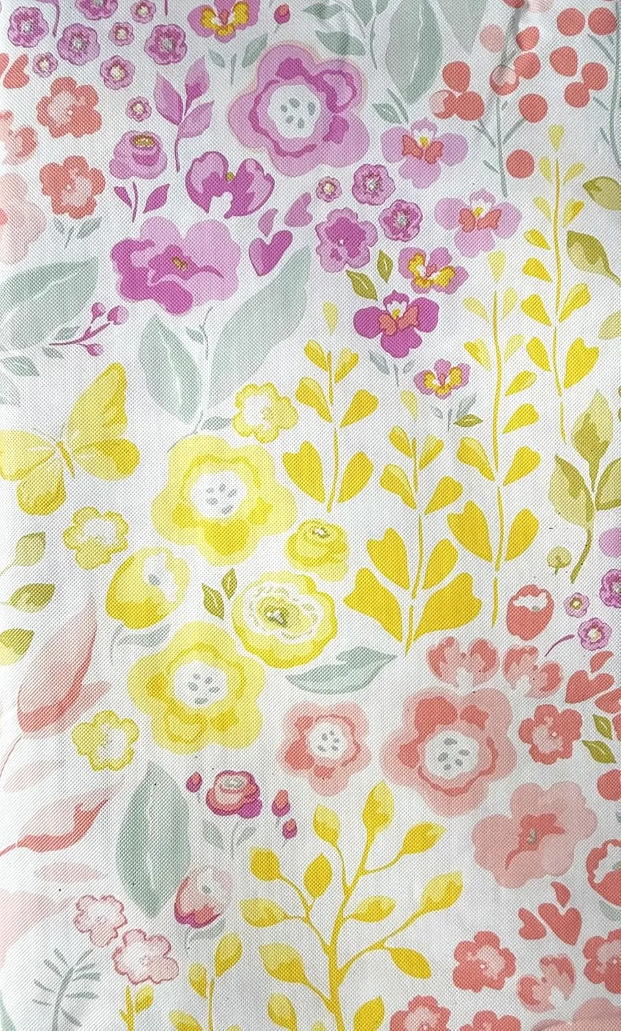 Pastel Spring Flower Garden Butterflies Abstract, Flannel Back (52" x 90" Oblong)