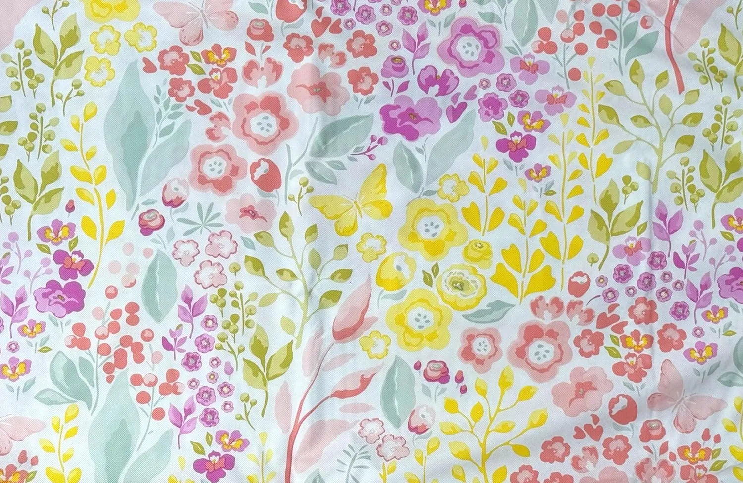 Pastel Spring Flower Garden Butterflies Abstract, Flannel Back (52" x 90" Oblong)