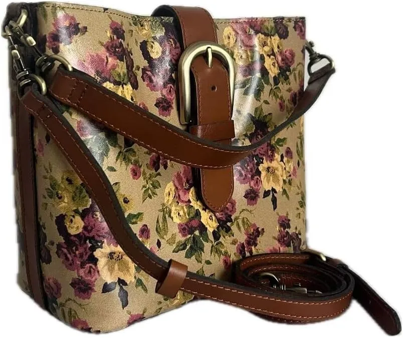 Patricia Nash Leather Irving Bucket Crossbody Bag