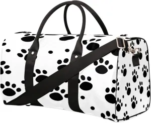 Paw Print Travel Duffel Bag, Dog Footprint Sports Gym Bag, Foldable Weekender Overnight Tote Bag Carry on Luggage Handbag for Yoga Workout
