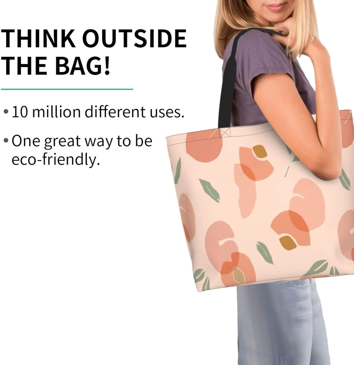 Peach Light Pink Tote Bag Shopping Bag Portable Handbags Tote Shoulder Bucket Bags for Women