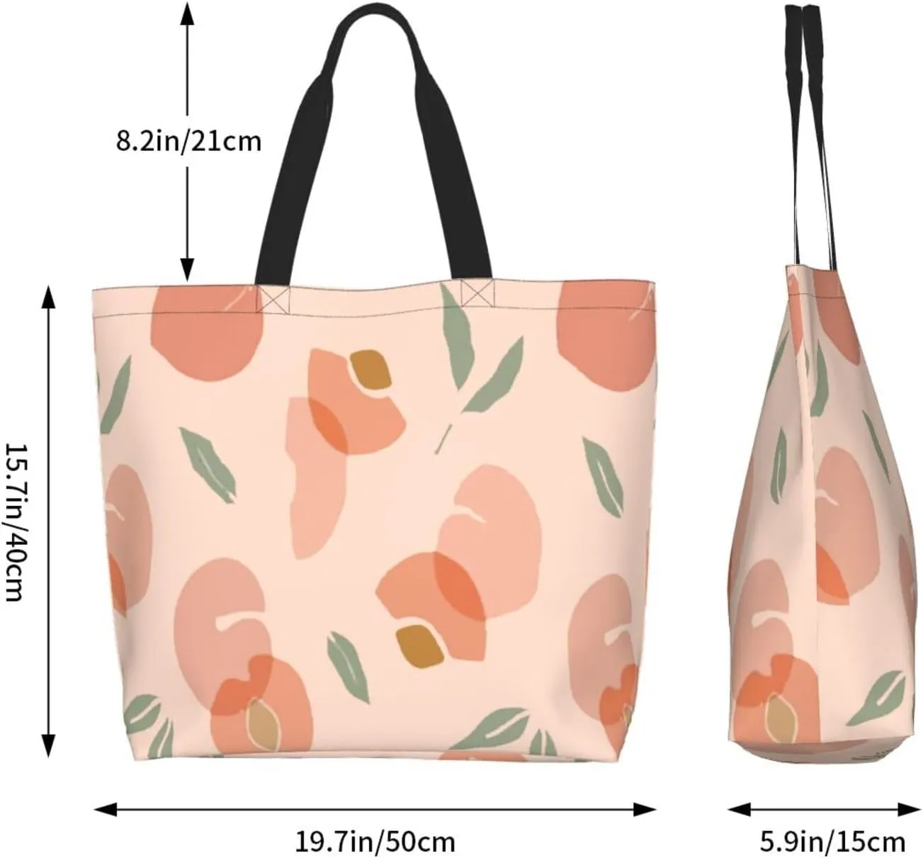 Peach Light Pink Tote Bag Shopping Bag Portable Handbags Tote Shoulder Bucket Bags for Women