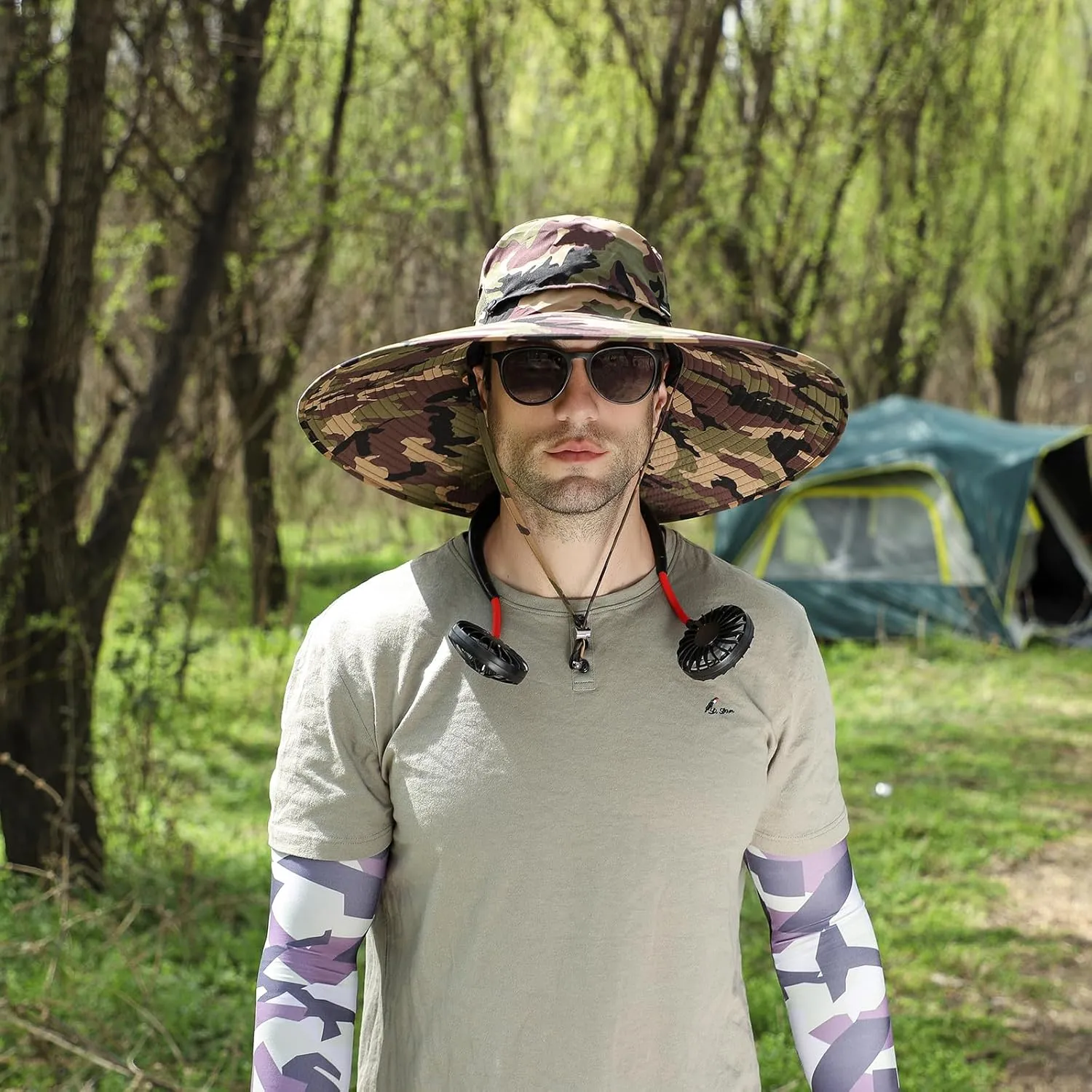 Peicees Men Wide Brim Sun Hats UPF50  Waterproof Breathable Bucket Hat with Removable Top for Fishing Hiking Camping Hunting