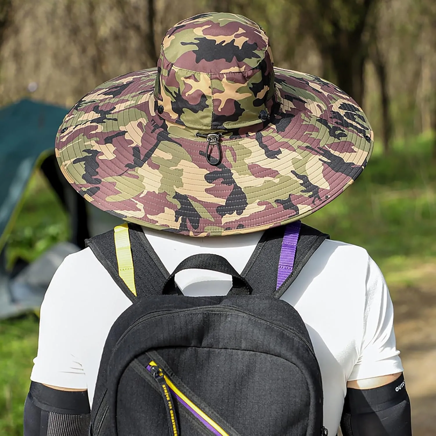 Peicees Men Wide Brim Sun Hats UPF50  Waterproof Breathable Bucket Hat with Removable Top for Fishing Hiking Camping Hunting