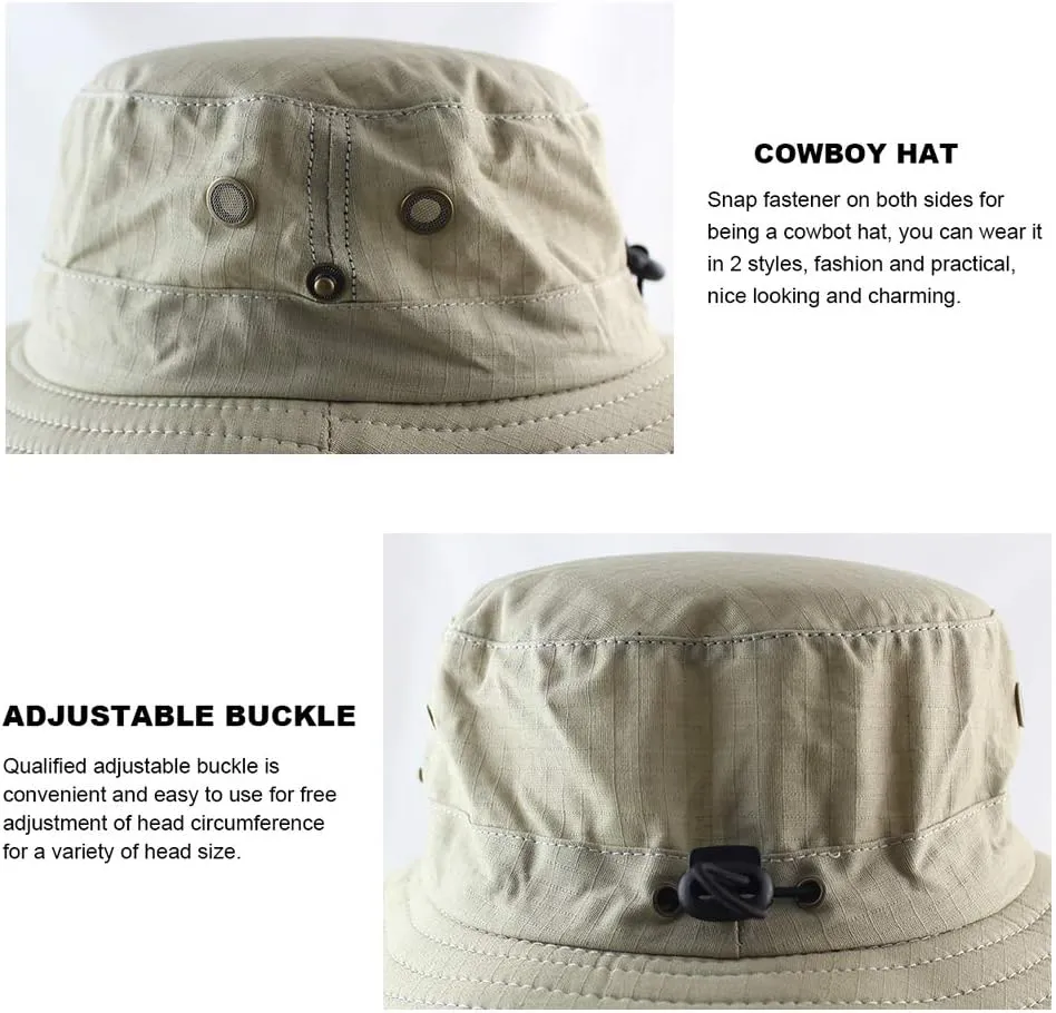 Peicees Super Wide Brim Sun Hat Men Women Fishing Bucket Hat Safari Cowboy Hat