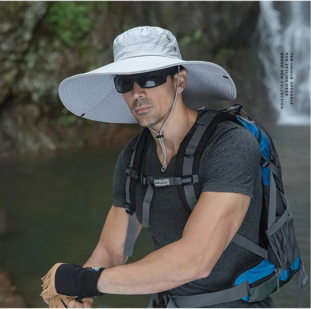 Peicees Super Wide Brim Sun Hat Men Women Fishing Bucket Hat Safari Cowboy Hat