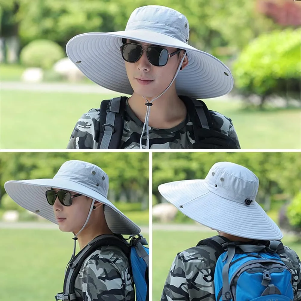 Peicees Super Wide Brim Sun Hat Men Women Fishing Bucket Hat Safari Cowboy Hat